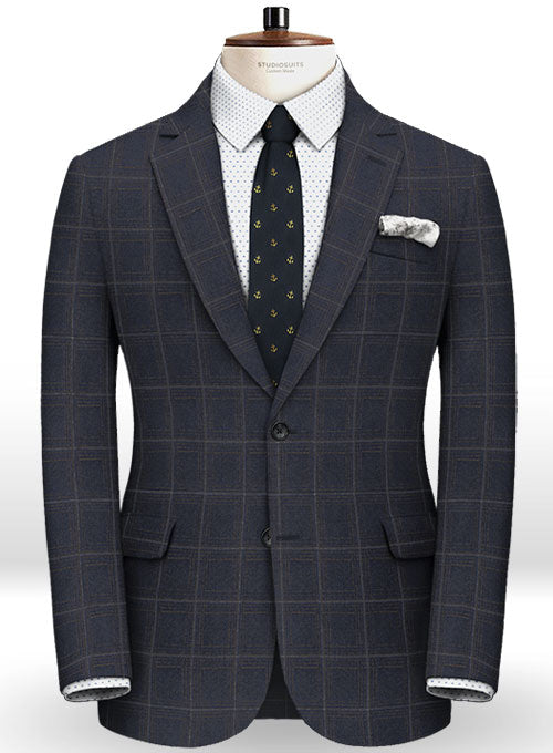 Italian Blue Checks Angora Wool Suit - StudioSuits