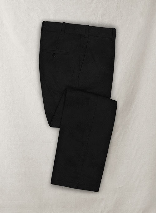 Italian Brushed Cotton Black Pants - StudioSuits