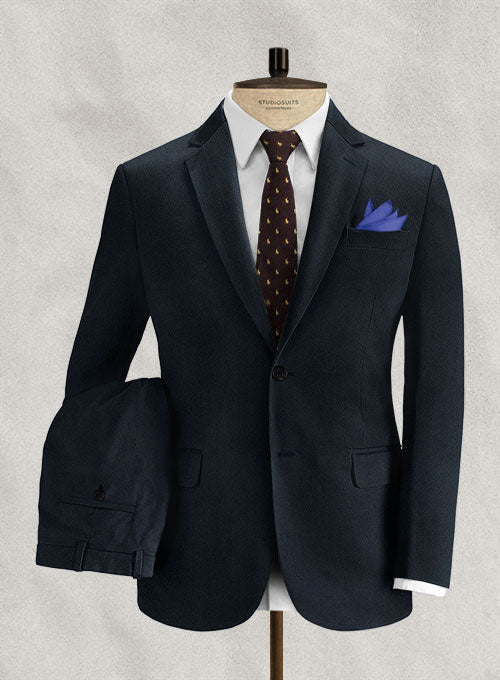 Italian Brushed Cotton Blue Suit - StudioSuits