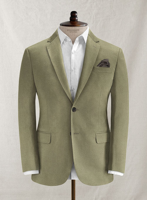 Italian Brushed Cotton Brookside Green Jacket - StudioSuits