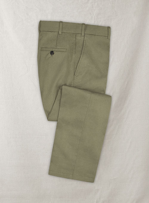 Italian Brushed Cotton Brookside Green Pants - StudioSuits