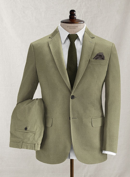 Italian Brushed Cotton Brookside Green Suit - StudioSuits