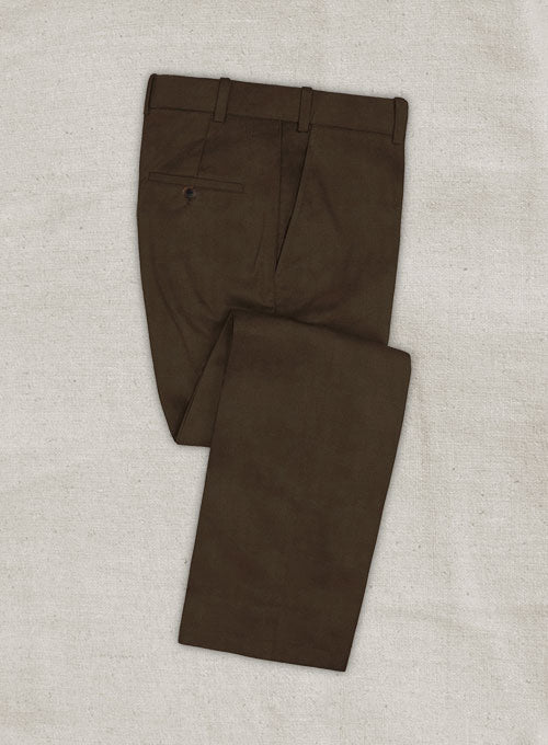 Italian Brushed Cotton Brown Pants - StudioSuits