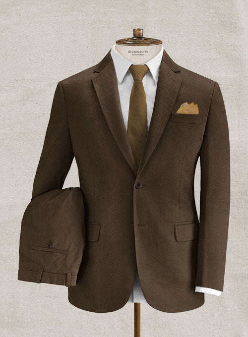 Italian Brushed Cotton Brown Suit - StudioSuits