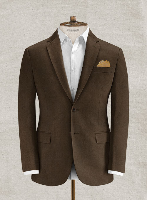 Italian Brushed Cotton Brown Suit - StudioSuits