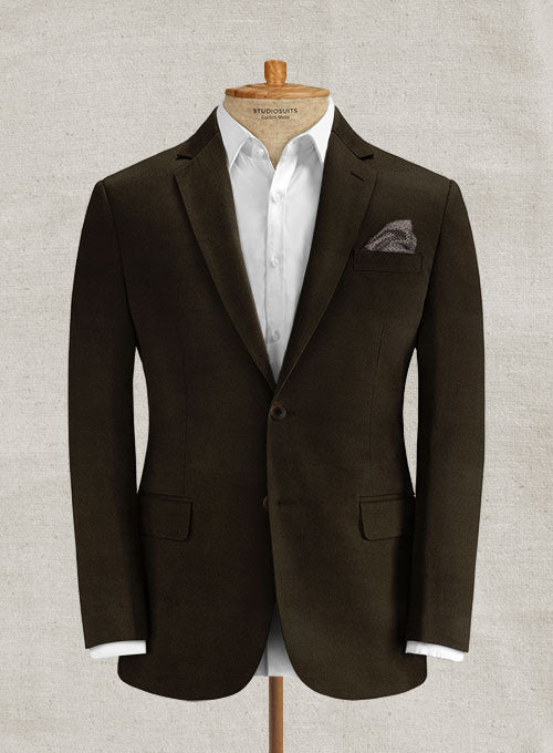 Italian Brushed Cotton Dark Brown Jacket - StudioSuits