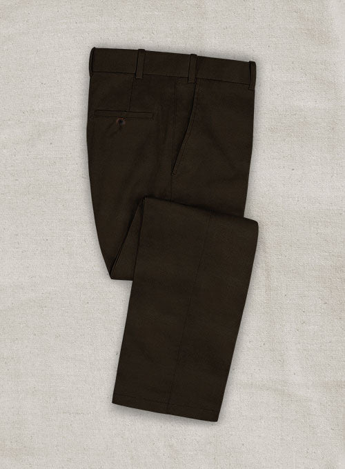 Italian Brushed Cotton Dark Brown Pants - StudioSuits