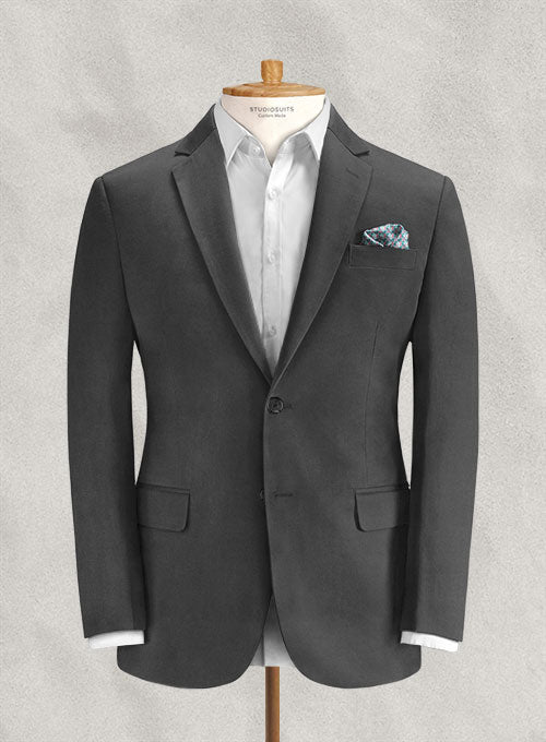 Italian Brushed Cotton Gray Jacket - StudioSuits
