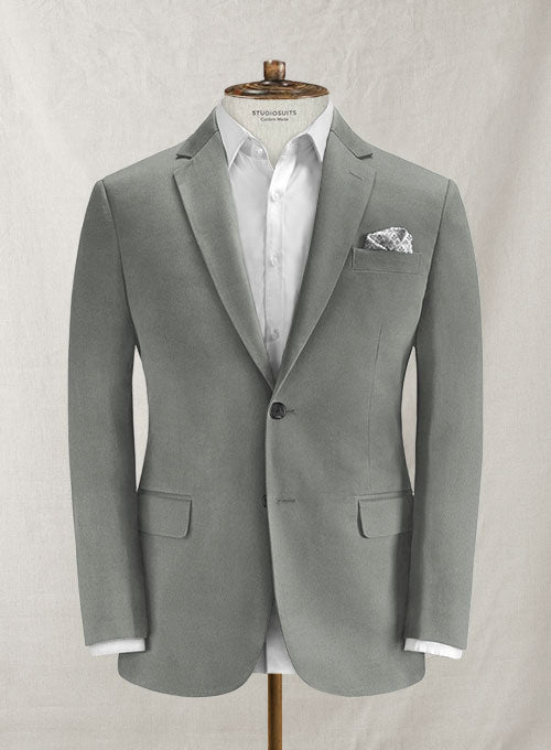 Italian Brushed Cotton Light Gray Jacket - StudioSuits