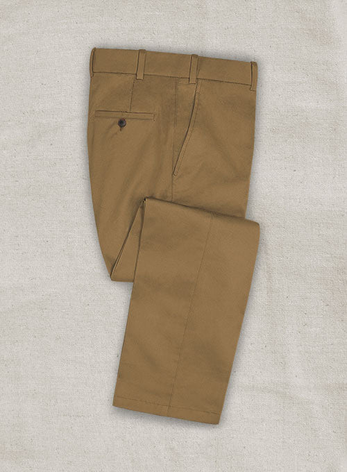 Italian Brushed Cotton Tan Pants - StudioSuits