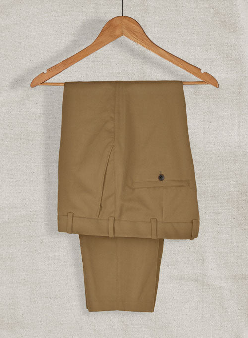 Italian Brushed Cotton Tan Pants - StudioSuits