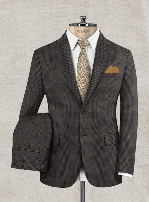 Italian Cashmere Glen Brown Suit - StudioSuits