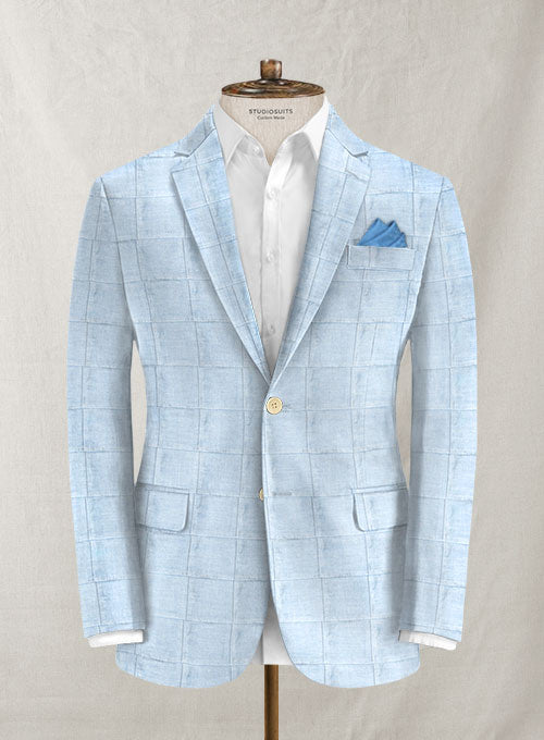 Italian Cotton Patch Blue Jacket - StudioSuits