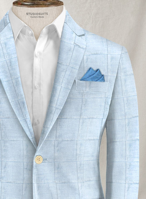 Italian Cotton Patch Blue Jacket - StudioSuits