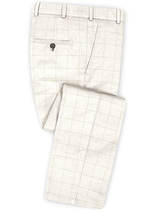 Italian Ecru Linen Pants - StudioSuits