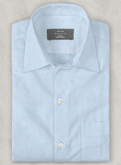 Italian Fine Herringbone Blue Shirt - StudioSuits