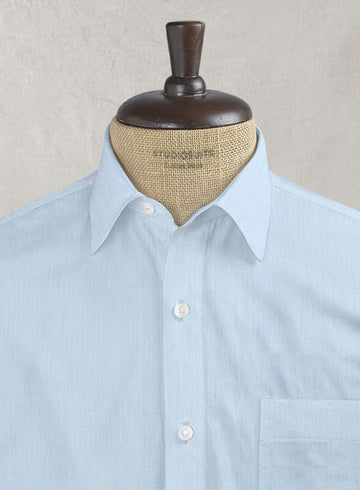 Italian Fine Herringbone Blue Shirt - StudioSuits