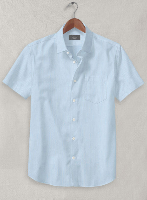 Italian Fine Herringbone Blue Shirt - StudioSuits