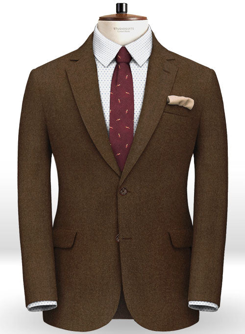 Italian Flannel Melange Brown Wool Suit - StudioSuits