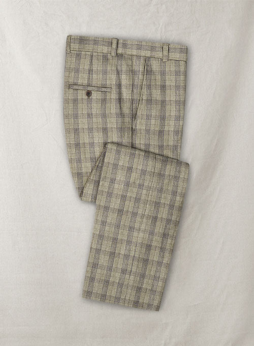 Italian Linen Squeri Checks Pants - StudioSuits