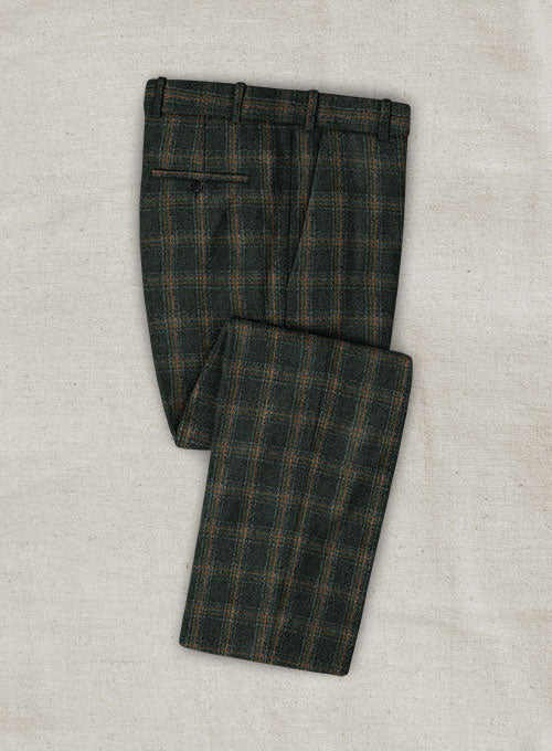 Italian Acallo Dark Green Tweed Pants - StudioSuits