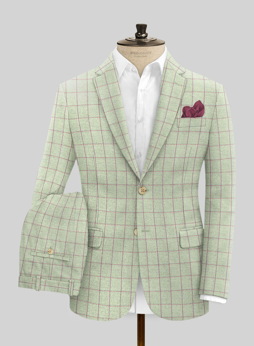 Italian Adiano Green Checks Tweed Suit - StudioSuits