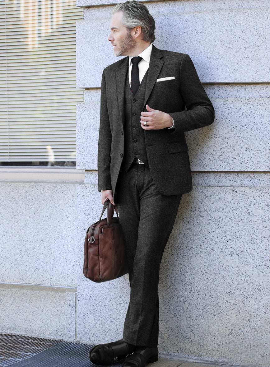 Italian Afaola Charcoal Wool Suit - StudioSuits