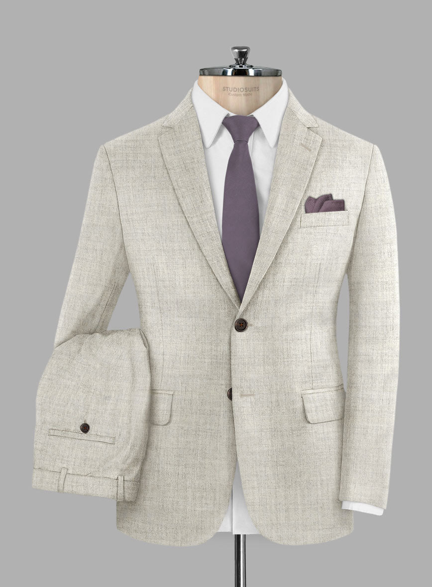 Italian Aime Ivory Gray Wool Suit - StudioSuits