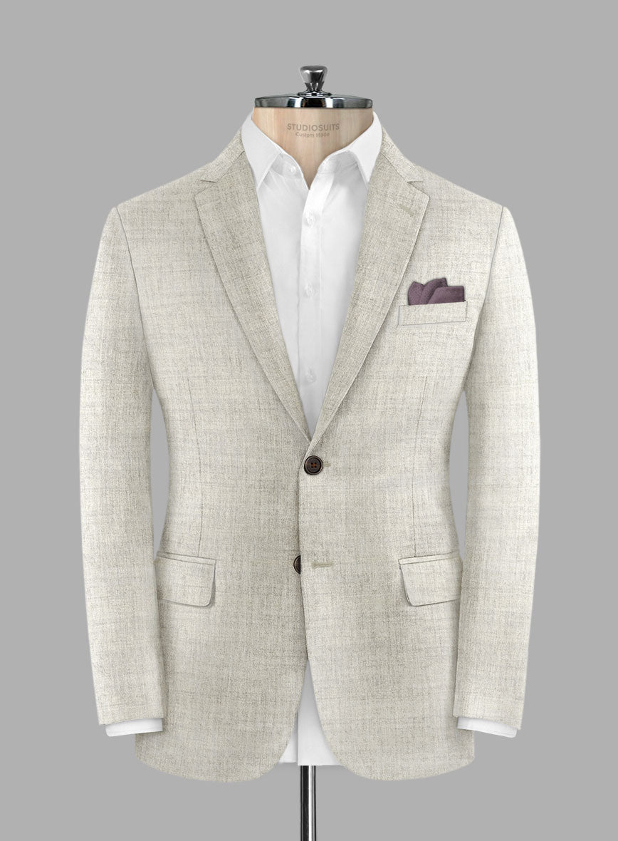 Italian Aime Ivory Gray Wool Suit - StudioSuits