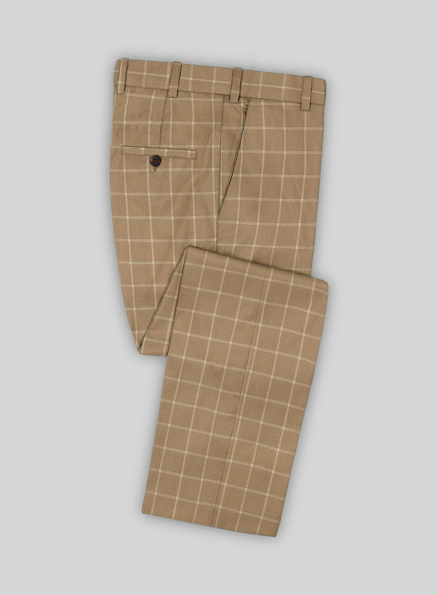 Italian Anbino Camel Brown Wool Pants - StudioSuits