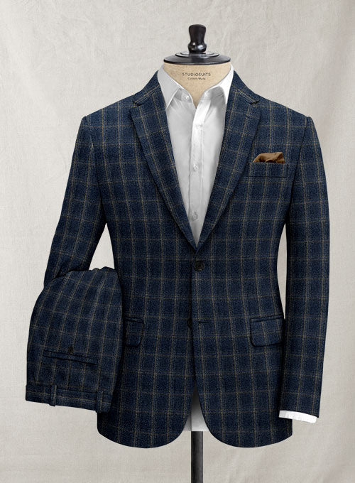 Italian Anluti Dark Navy Tweed Suit - StudioSuits