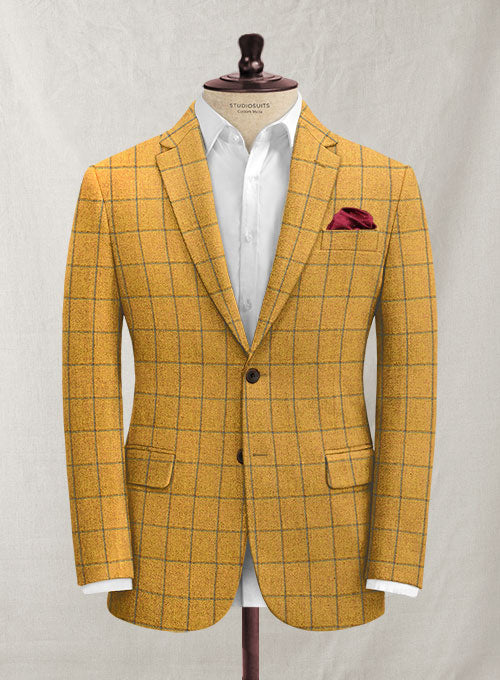 Italian Armete Yellow Checks Tweed  Jacket - StudioSuits