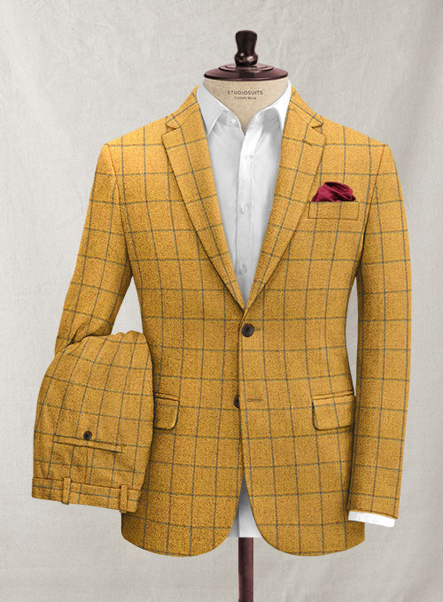 Italian Armete Yellow Checks Tweed Suit - StudioSuits