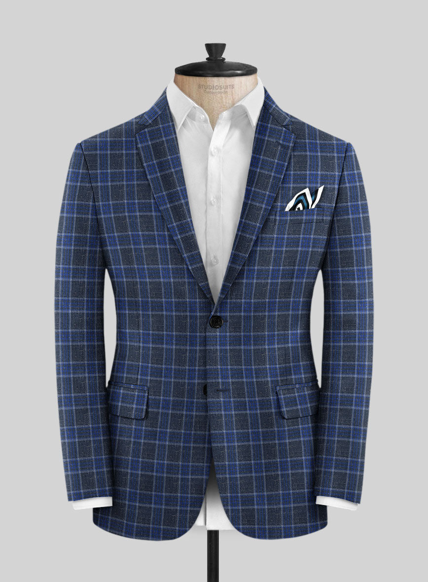 Italian Narodo Blue Wool Jacket - StudioSuits