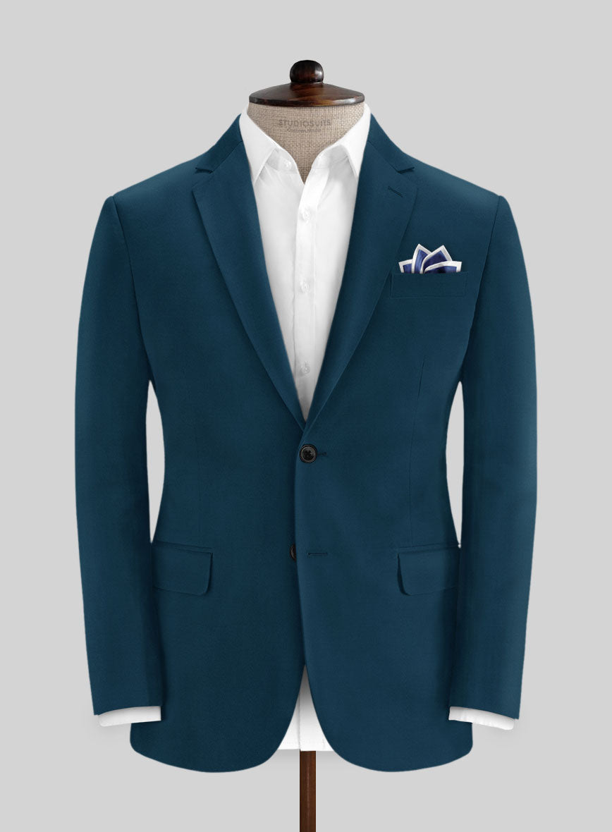Italian Astronaut Blue Cotton Stretch Jacket - StudioSuits