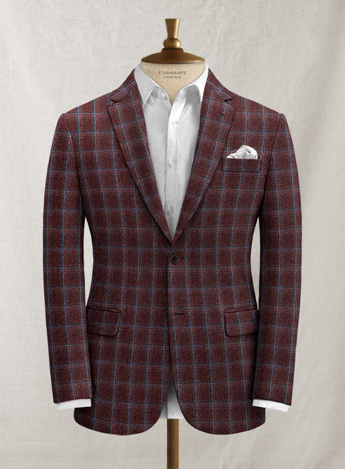 Italian Biulio Burgundy Tweed Suit - StudioSuits