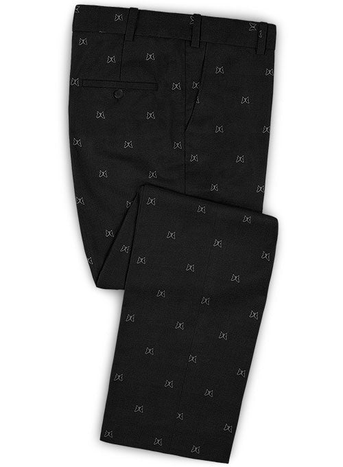 Italian Black Butterfly Wool Pants - StudioSuits