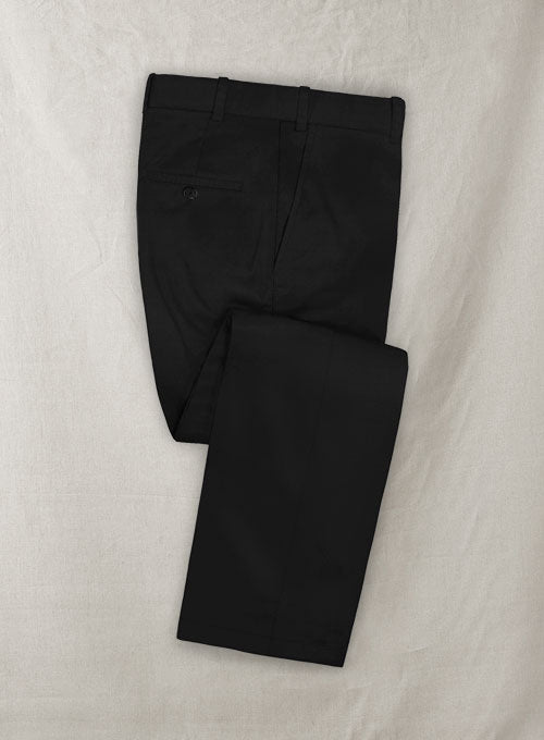 Italian Black Cotton Stretch Pants - StudioSuits