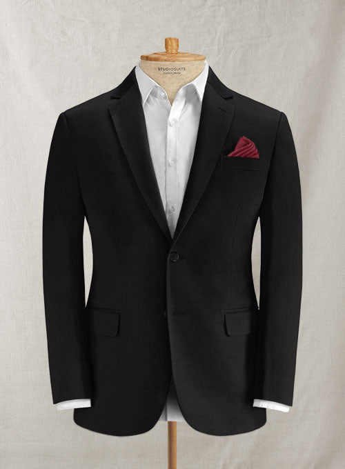 Italian Black Cotton Stretch Suit - StudioSuits
