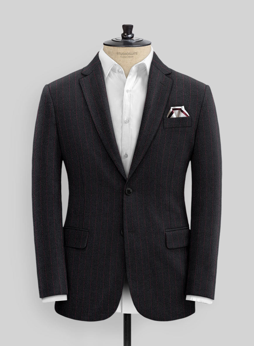 Italian Black Stripe Clano Tweed Jacket - StudioSuits