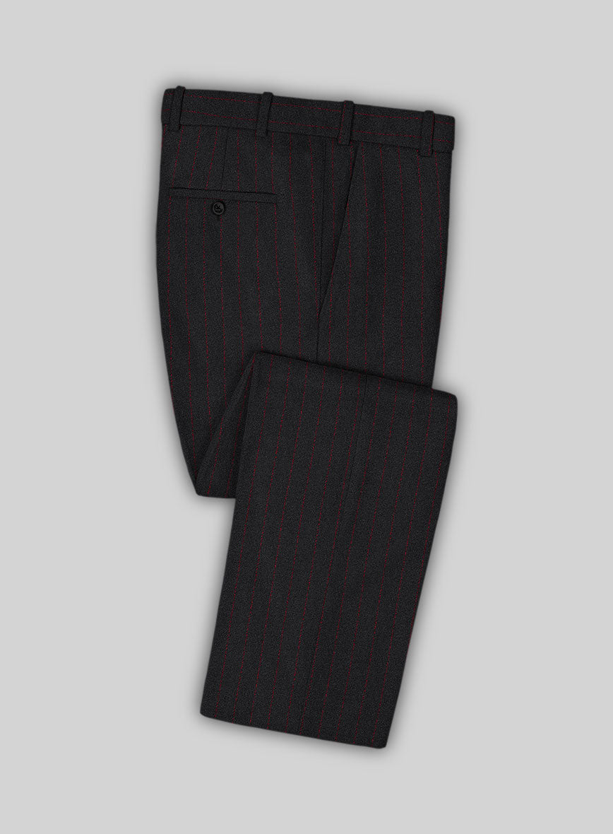 Italian Black Stripe Clano Tweed Pants - StudioSuits