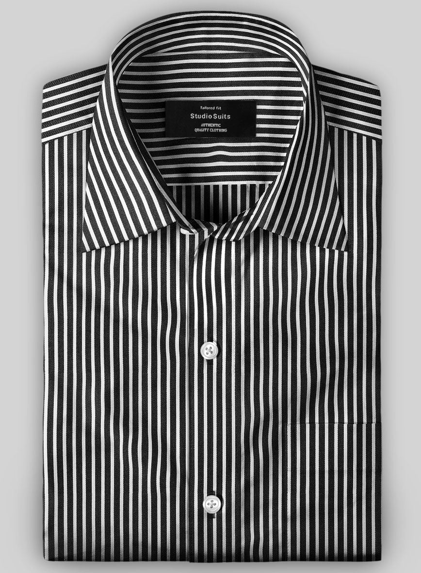 Italian Black Stripe Shirt - StudioSuits