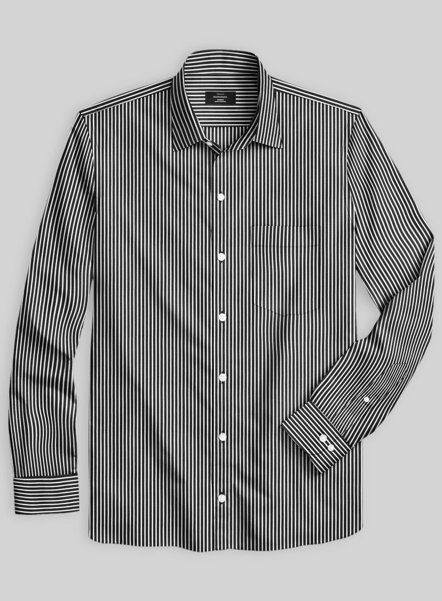 Italian Black Stripe Shirt - StudioSuits