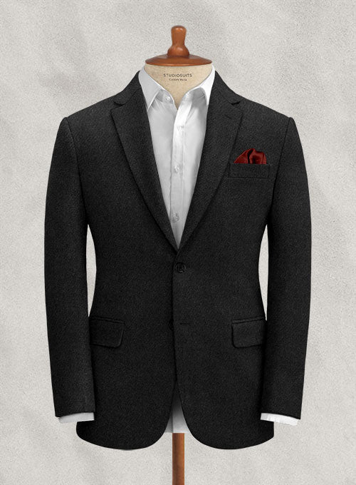 Italian Black Tweed Jacket - StudioSuits