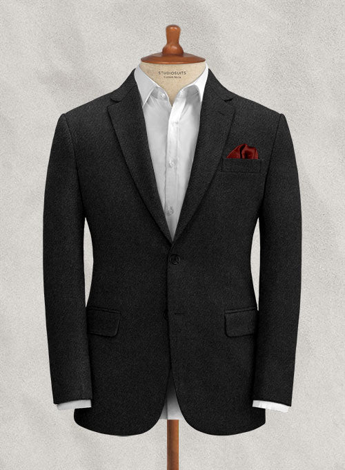Italian Black Tweed Jacket – StudioSuits