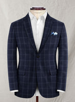 Reda Blue Checks Wool Jacket - StudioSuits