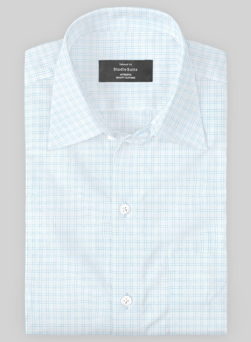 Italian Blue Grid Shirt - StudioSuits