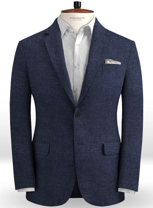 Italian Blue Khyber Linen Jacket - StudioSuits