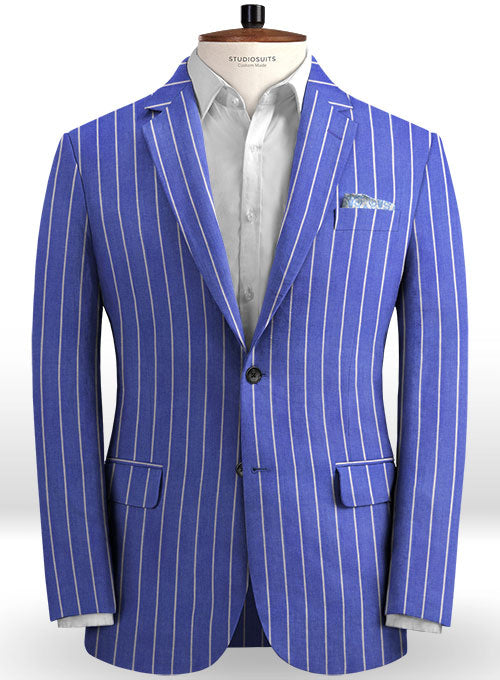 Italian Blue Stripe Linen Jacket - StudioSuits