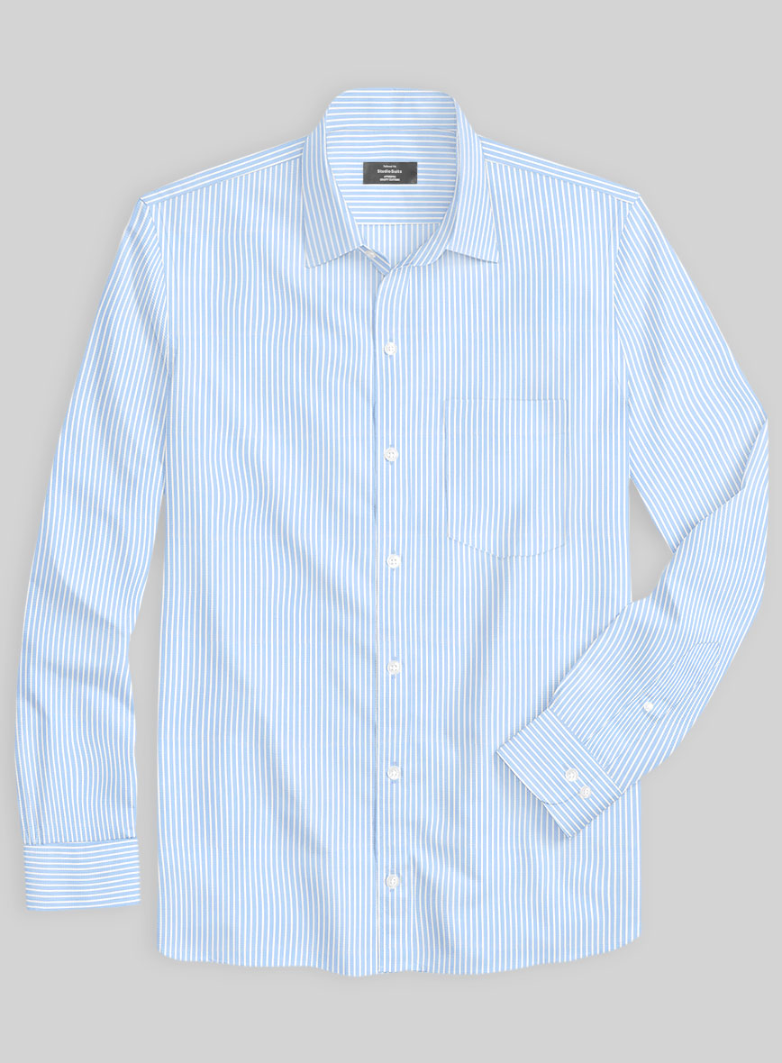 Italian Blue Stripe Shirt - StudioSuits